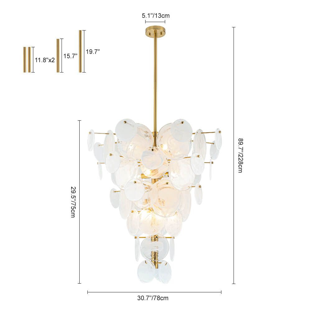 Modern 9/12 - Light Tiered Cloud Glass Chandelier - LightfixturesUAE