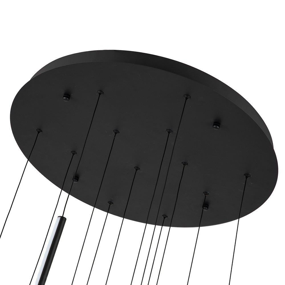 Modern Black LED High Ceiling Cluster Chandelier - LightfixturesUAE