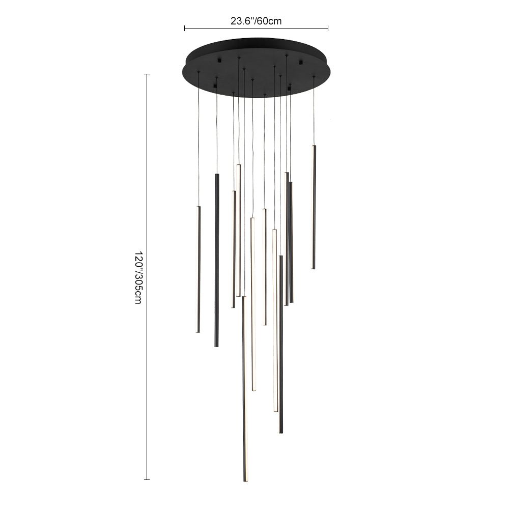 Modern Black LED High Ceiling Cluster Chandelier - LightfixturesUAE