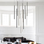 Modern Black LED High Ceiling Cluster Chandelier - LightfixturesUAE