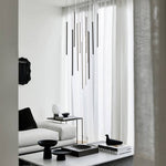 Modern Black LED High Ceiling Cluster Chandelier - LightfixturesUAE