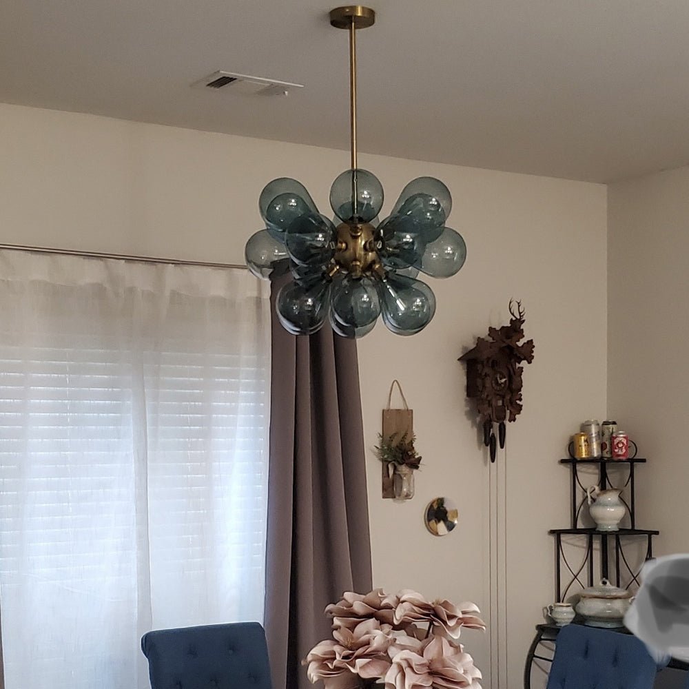 Modern Blue Glass Bubble Cluster Chandelier - LightfixturesUAE