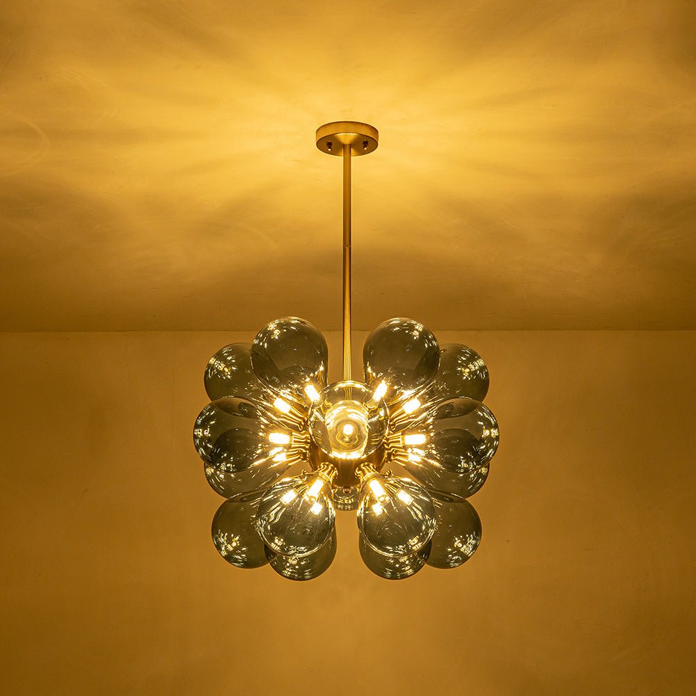 Modern Blue Glass Bubble Cluster Chandelier - LightfixturesUAE