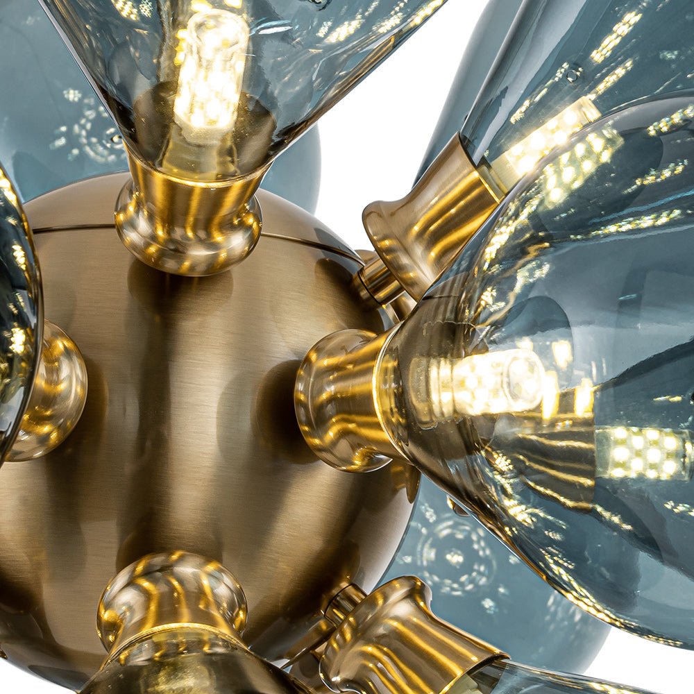 Modern Blue Glass Bubble Cluster Chandelier - LightfixturesUAE