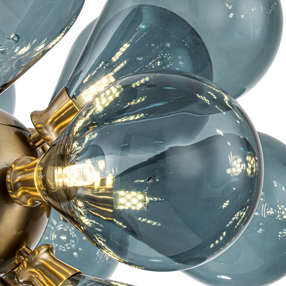 Modern Blue Glass Bubble Cluster Chandelier - LightfixturesUAE