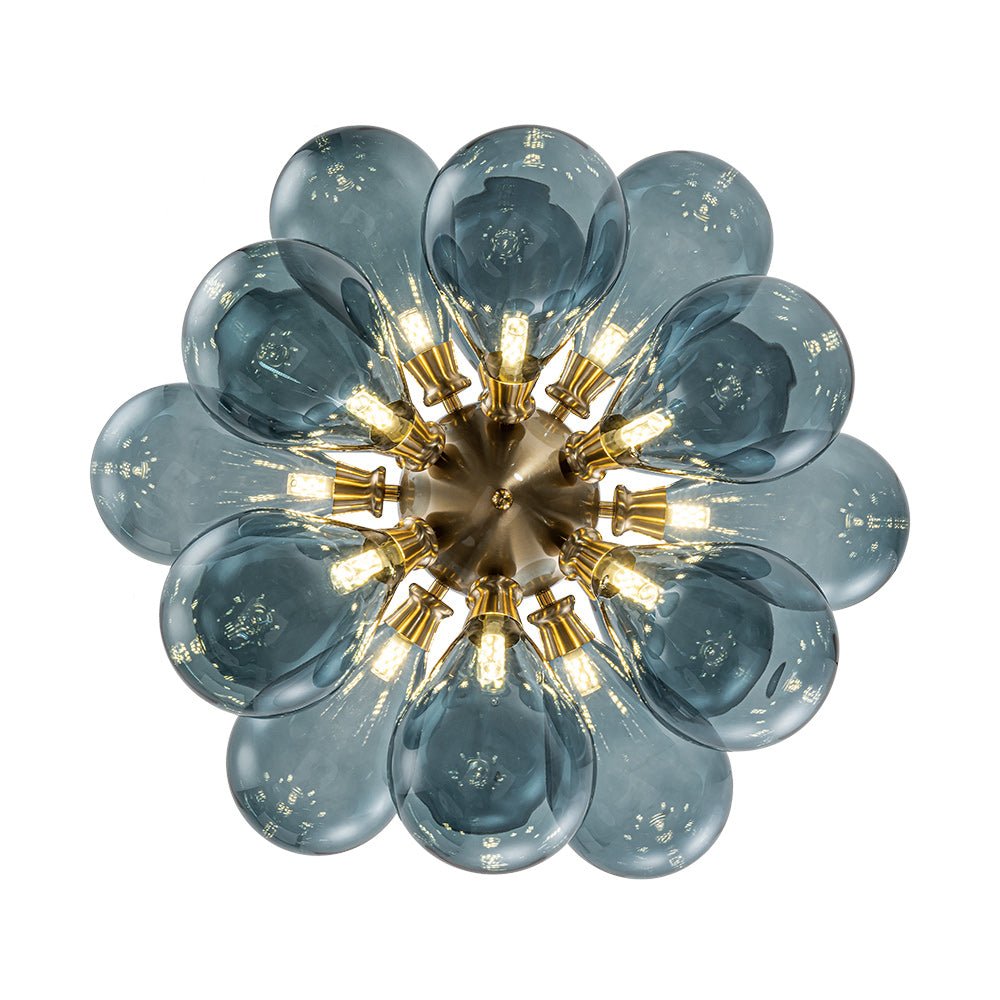 Modern Blue Glass Bubble Cluster Chandelier - LightfixturesUAE