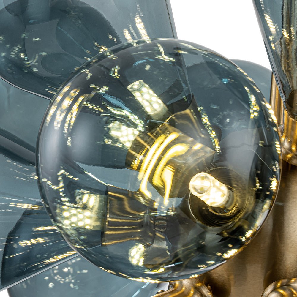 Modern Blue Glass Bubble Cluster Chandelier - LightfixturesUAE