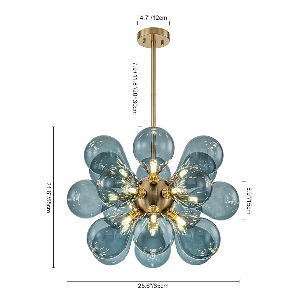 Modern Blue Glass Bubble Cluster Chandelier - LightfixturesUAE