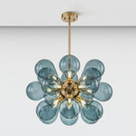 Modern Blue Glass Bubble Cluster Chandelier - LightfixturesUAE