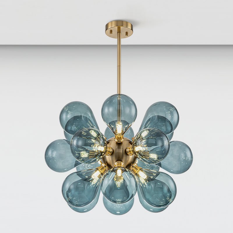 Modern Blue Glass Bubble Cluster Chandelier - LightfixturesUAE