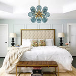 Modern Blue Glass Bubble Cluster Chandelier - LightfixturesUAE