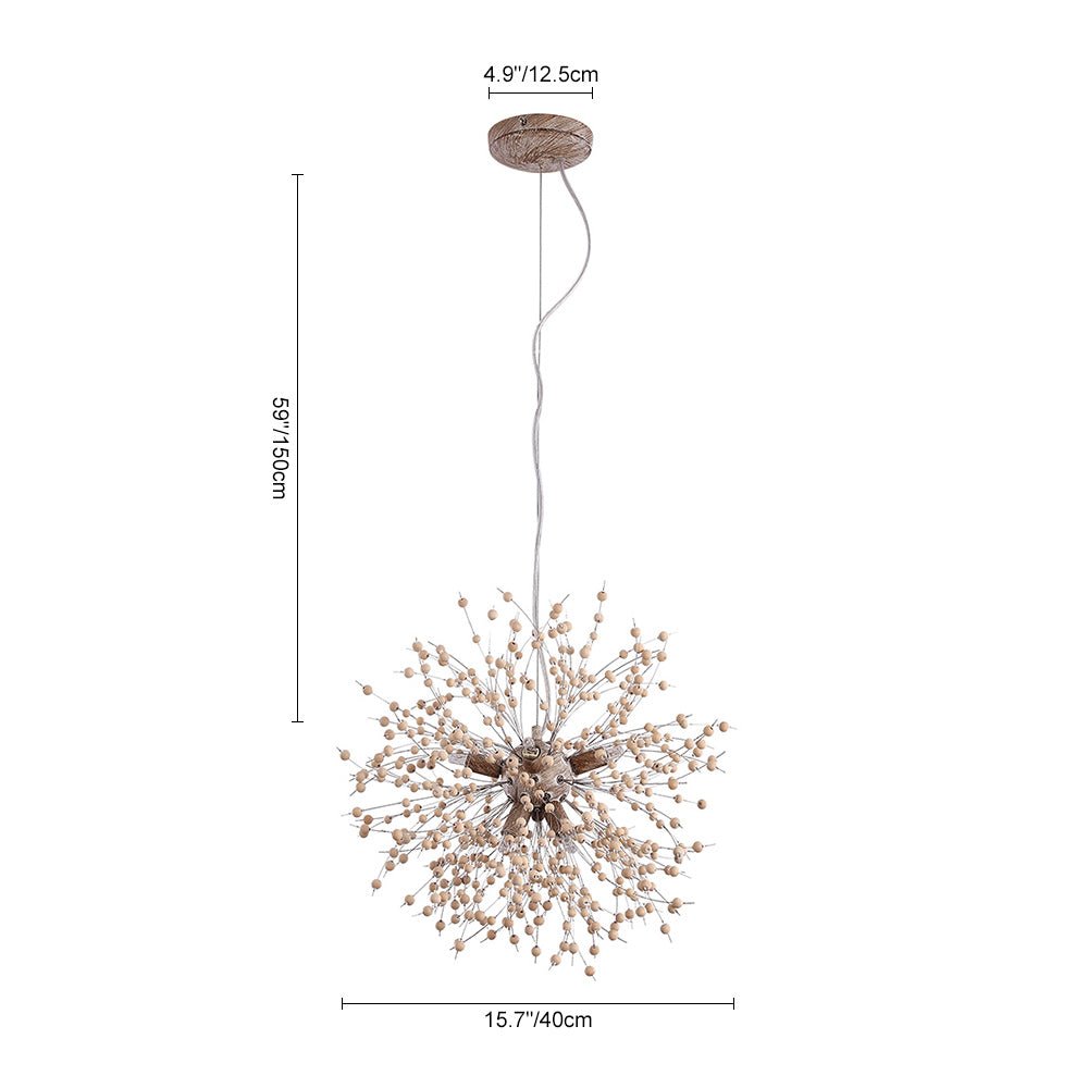 Modern Boho 8/9 Light Firework Wood Beads Sputnik Chandelier - LightfixturesUAE