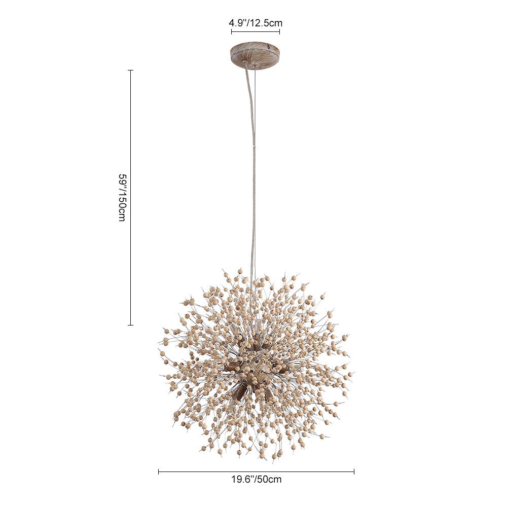 Modern Boho 8/9 Light Firework Wood Beads Sputnik Chandelier - LightfixturesUAE