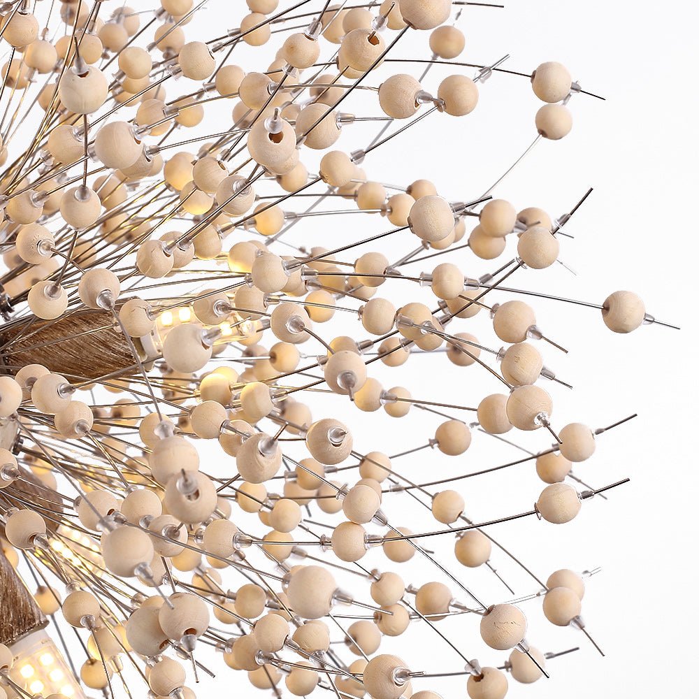 Modern Boho 8/9 Light Firework Wood Beads Sputnik Chandelier - LightfixturesUAE