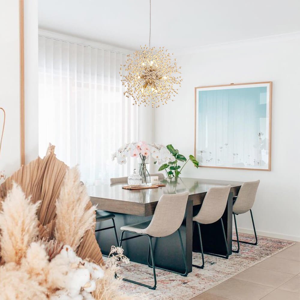 Modern Boho 8/9 Light Firework Wood Beads Sputnik Chandelier - LightfixturesUAE