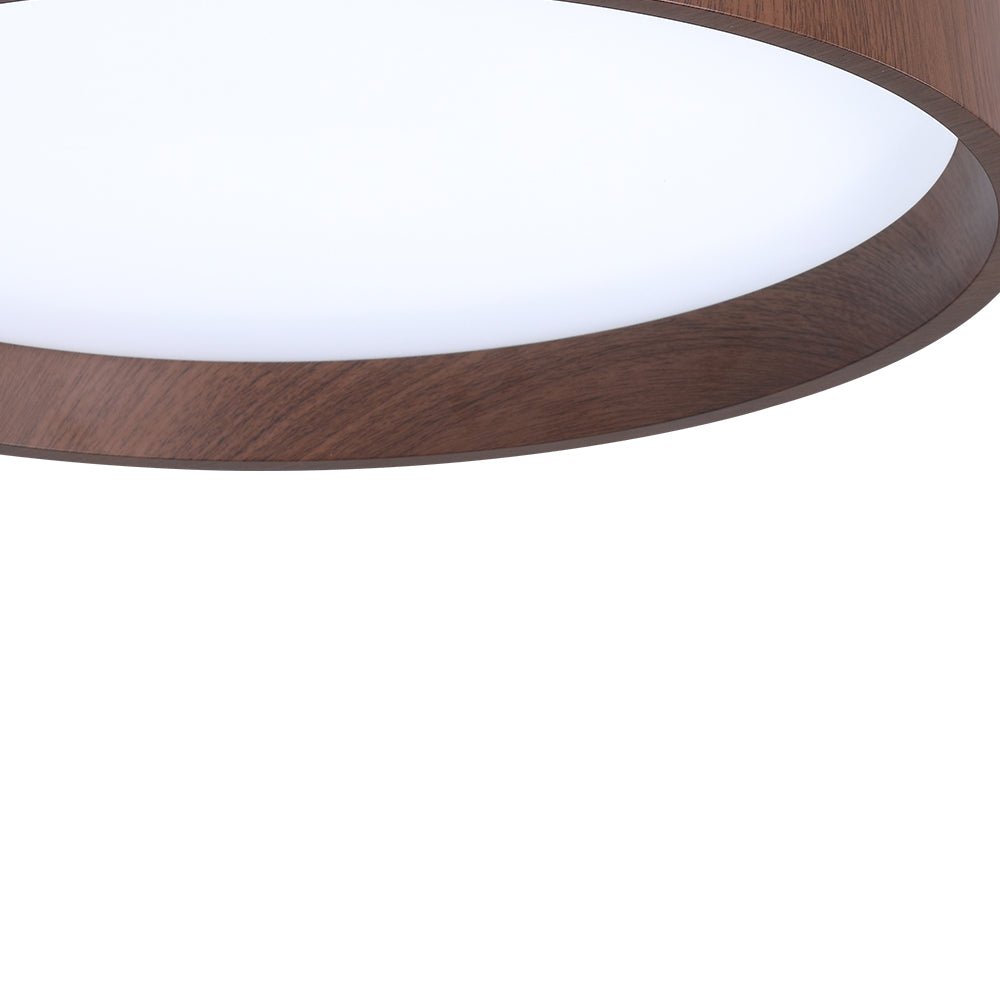 Modern Circular Round LED Walnut Flush Mount Ceiling Light - LightfixturesUAE