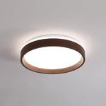 Modern Circular Round LED Walnut Flush Mount Ceiling Light - LightfixturesUAE
