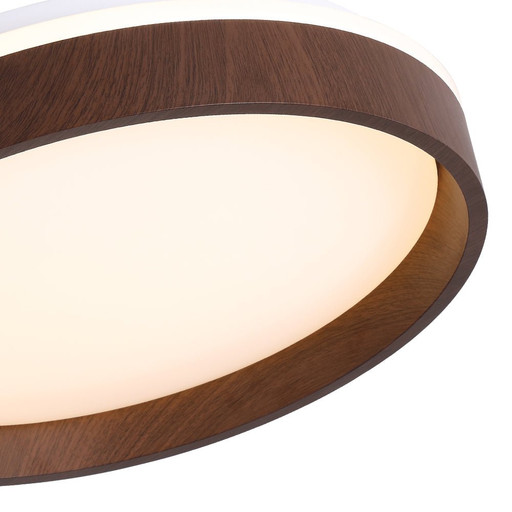 Modern Circular Round LED Walnut Flush Mount Ceiling Light - LightfixturesUAE