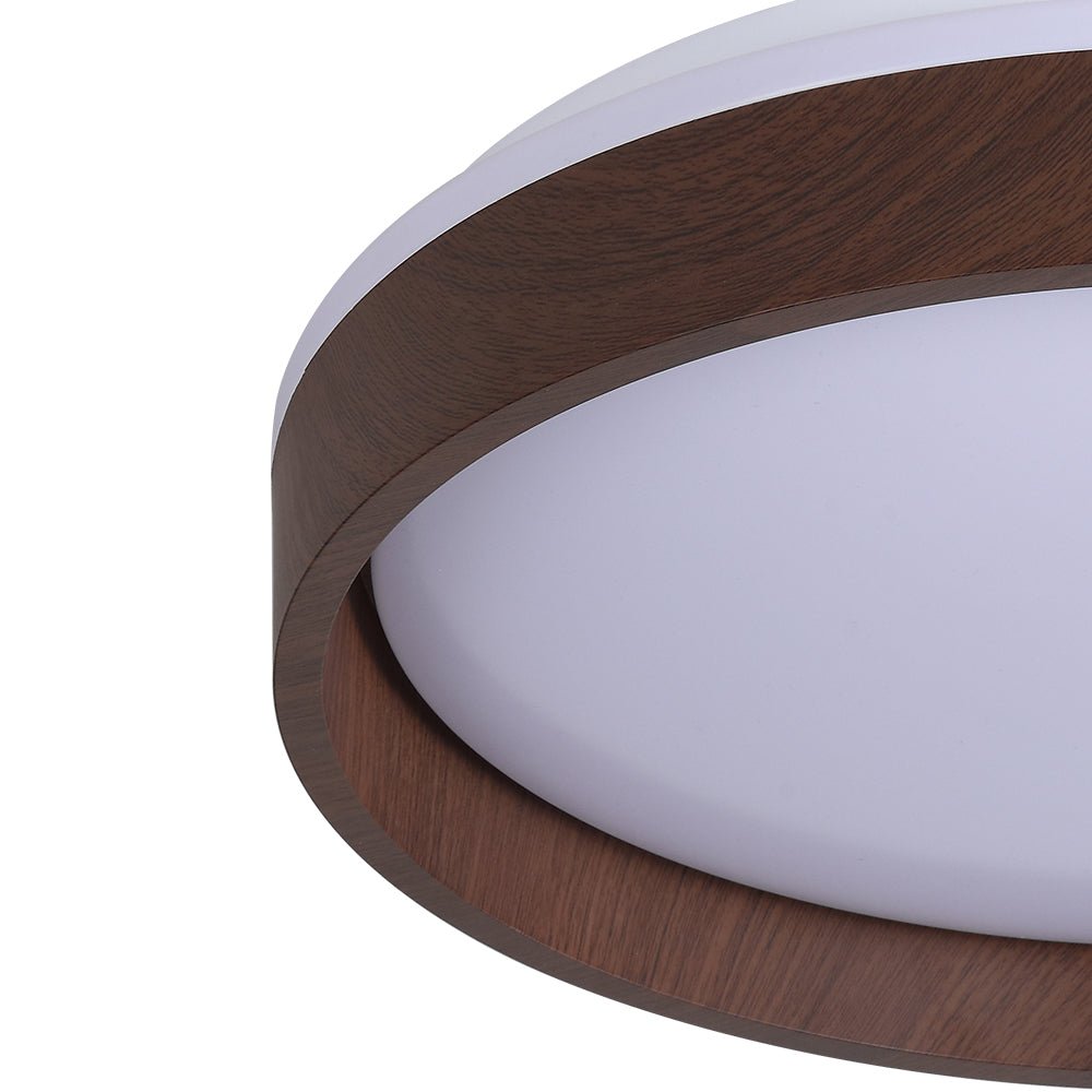 Modern Circular Round LED Walnut Flush Mount Ceiling Light - LightfixturesUAE
