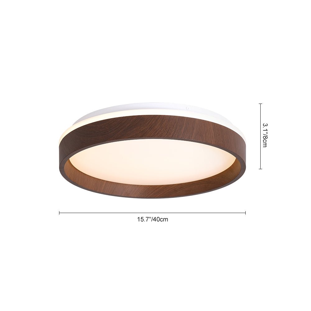 Modern Circular Round LED Walnut Flush Mount Ceiling Light - LightfixturesUAE