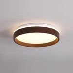 Modern Circular Round LED Walnut Flush Mount Ceiling Light - LightfixturesUAE