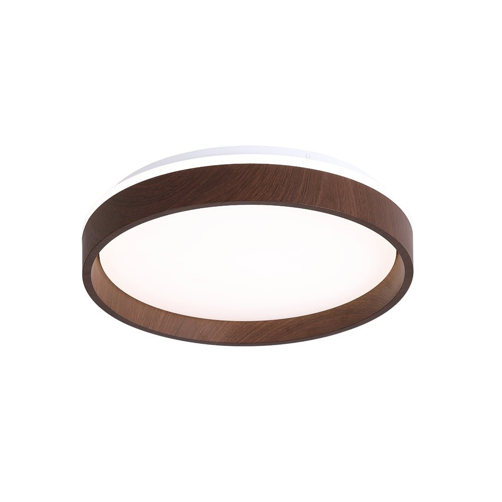 Modern Circular Round LED Walnut Flush Mount Ceiling Light - LightfixturesUAE