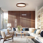 Modern Circular Round LED Walnut Flush Mount Ceiling Light - LightfixturesUAE