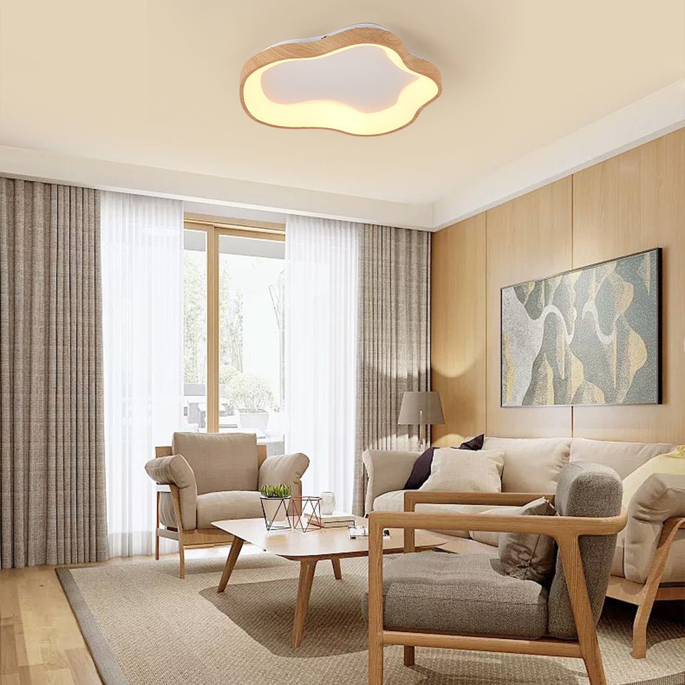Modern Cloud Wood Grain LED Ceiling Light - LightfixturesUAE