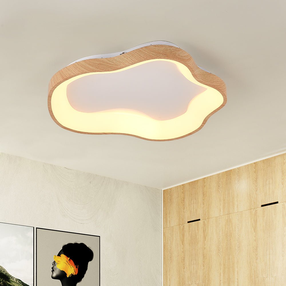 Modern Cloud Wood Grain LED Ceiling Light - LightfixturesUAE