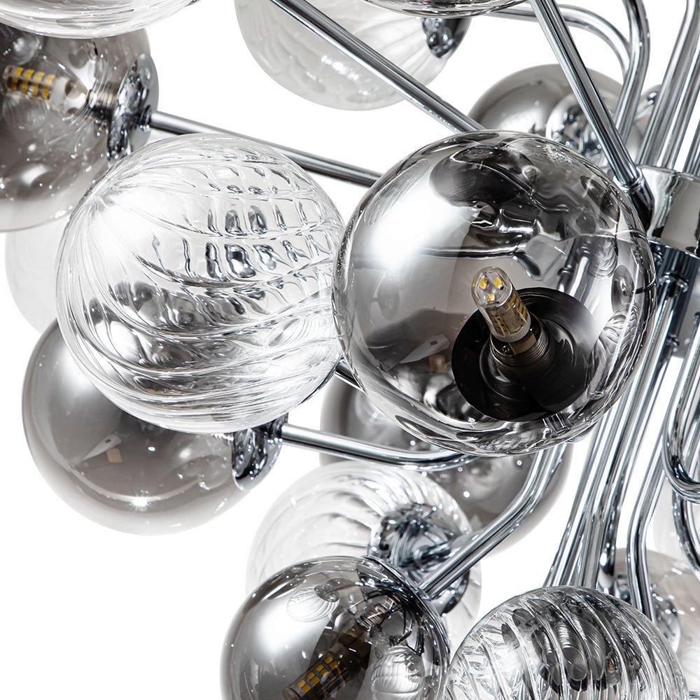 Modern Cluster 8/18 - Light Glass Globes Grape Chandelier - LightfixturesUAE