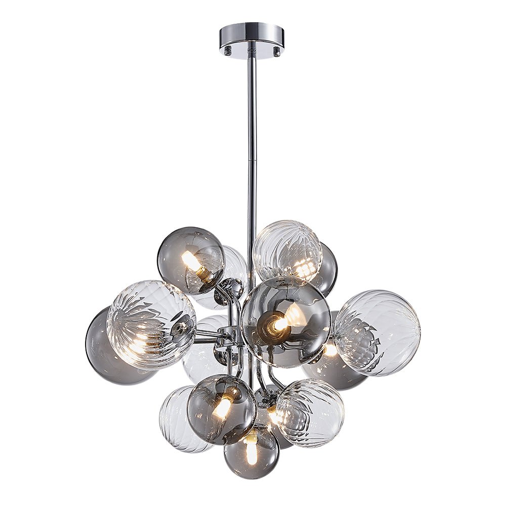 Modern Cluster 8/18 - Light Glass Globes Grape Chandelier - LightfixturesUAE