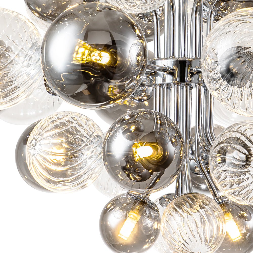Modern Cluster 8/18 - Light Glass Globes Grape Chandelier - LightfixturesUAE