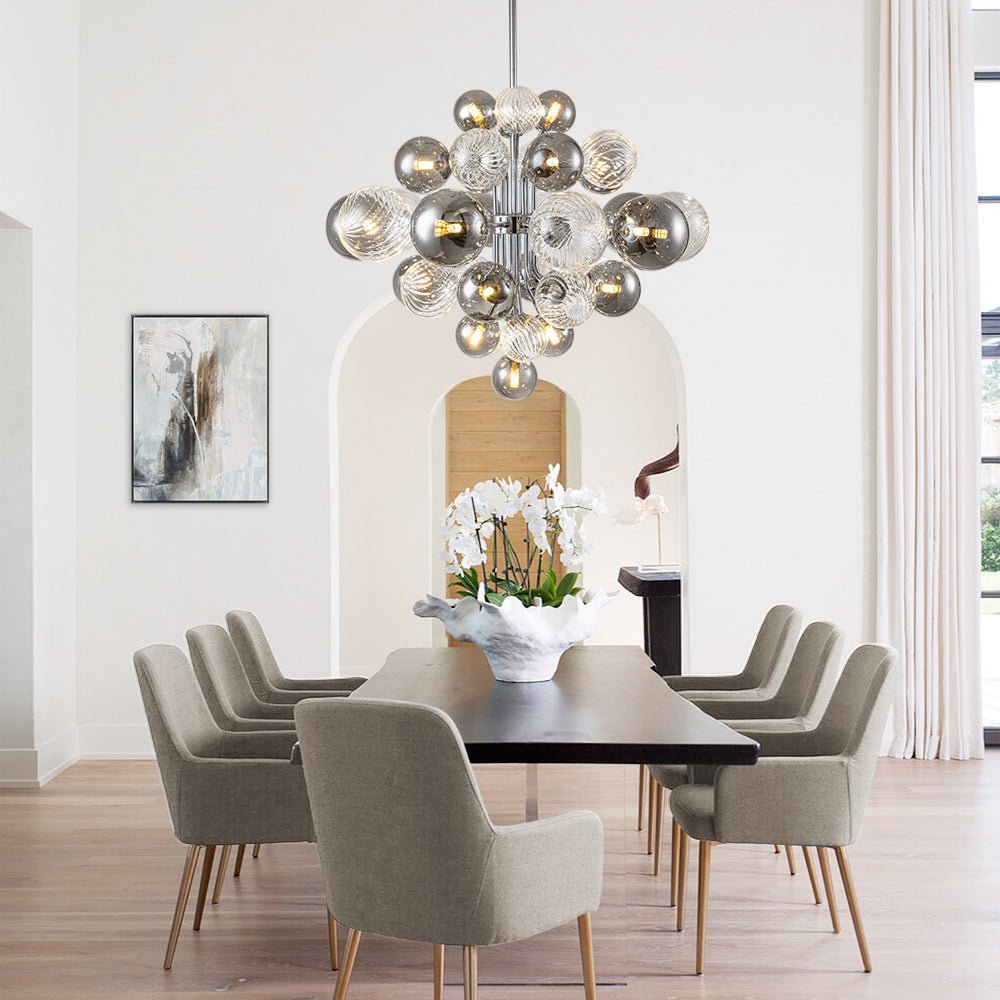 Modern Cluster 8/18 - Light Glass Globes Grape Chandelier - LightfixturesUAE