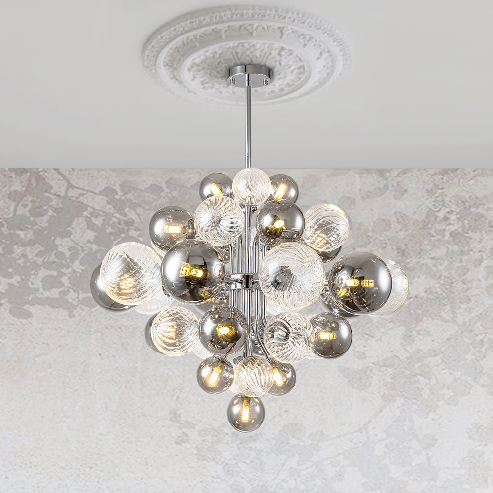 Modern Cluster 8/18 - Light Glass Globes Grape Chandelier - LightfixturesUAE