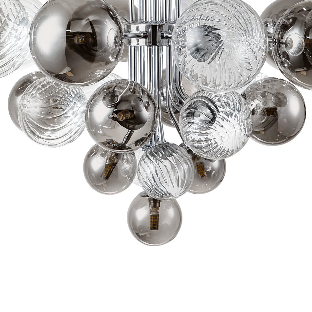 Modern Cluster 8/18 - Light Glass Globes Grape Chandelier - LightfixturesUAE