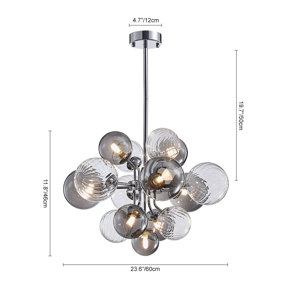 Modern Cluster 8/18 - Light Glass Globes Grape Chandelier - LightfixturesUAE