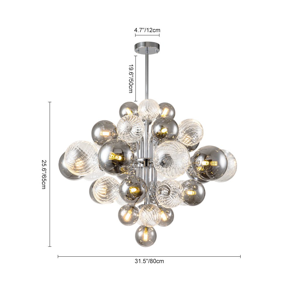Modern Cluster 8/18 - Light Glass Globes Grape Chandelier - LightfixturesUAE