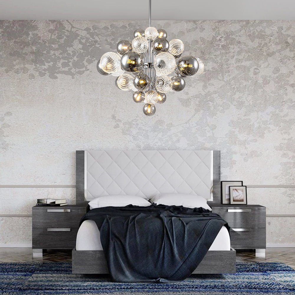 Modern Cluster 8/18 - Light Glass Globes Grape Chandelier - LightfixturesUAE