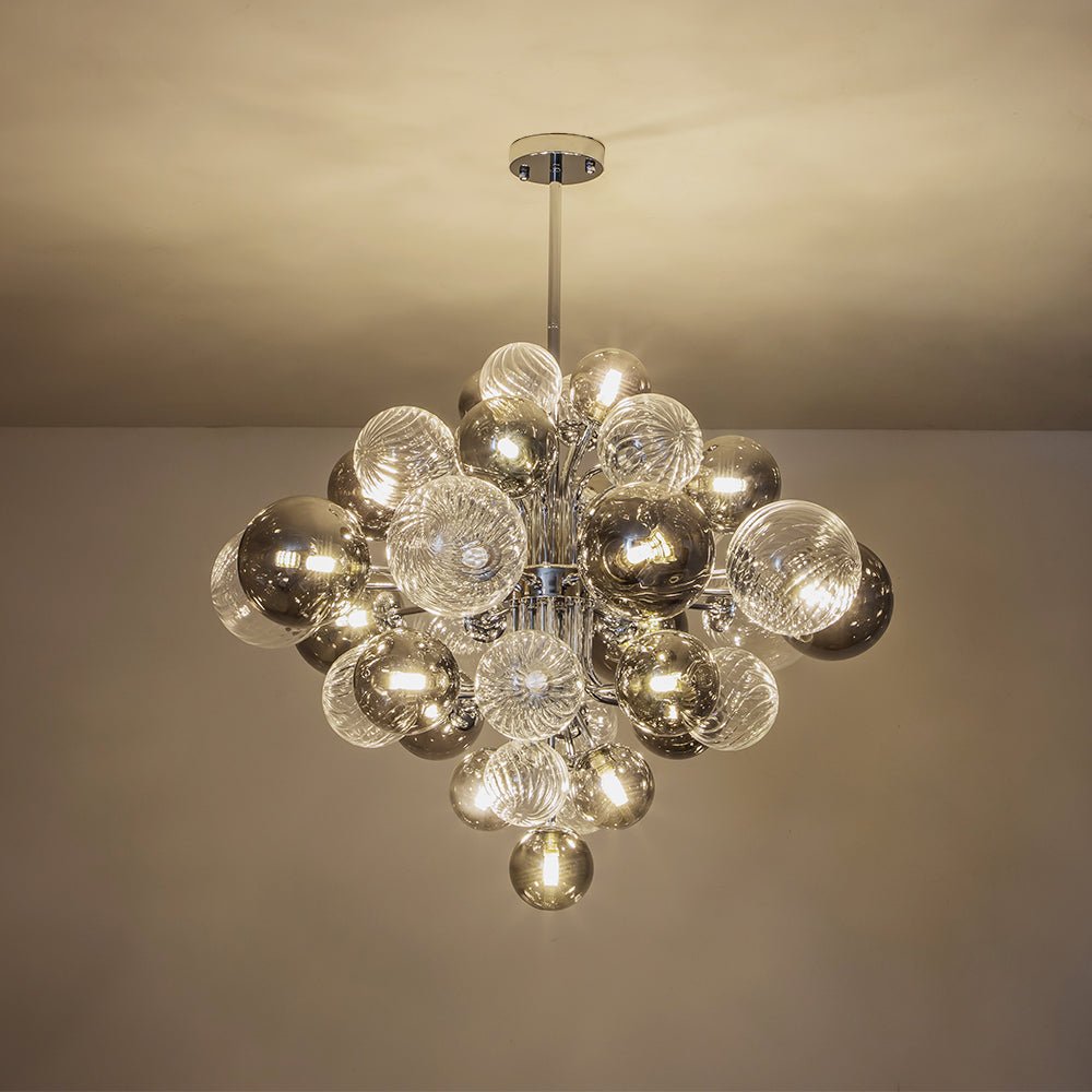 Modern Cluster 8/18 - Light Glass Globes Grape Chandelier - LightfixturesUAE