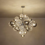 Modern Cluster 8/18 - Light Glass Globes Grape Chandelier - LightfixturesUAE