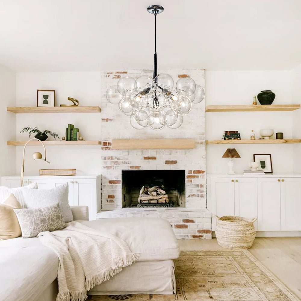 Modern Cluster Bubble Clear Glass Chandelier - LightfixturesUAE