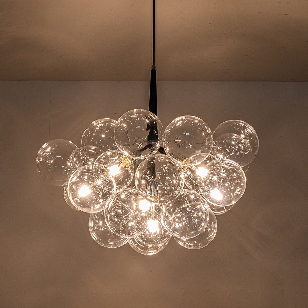 Modern Cluster Bubble Clear Glass Chandelier - LightfixturesUAE