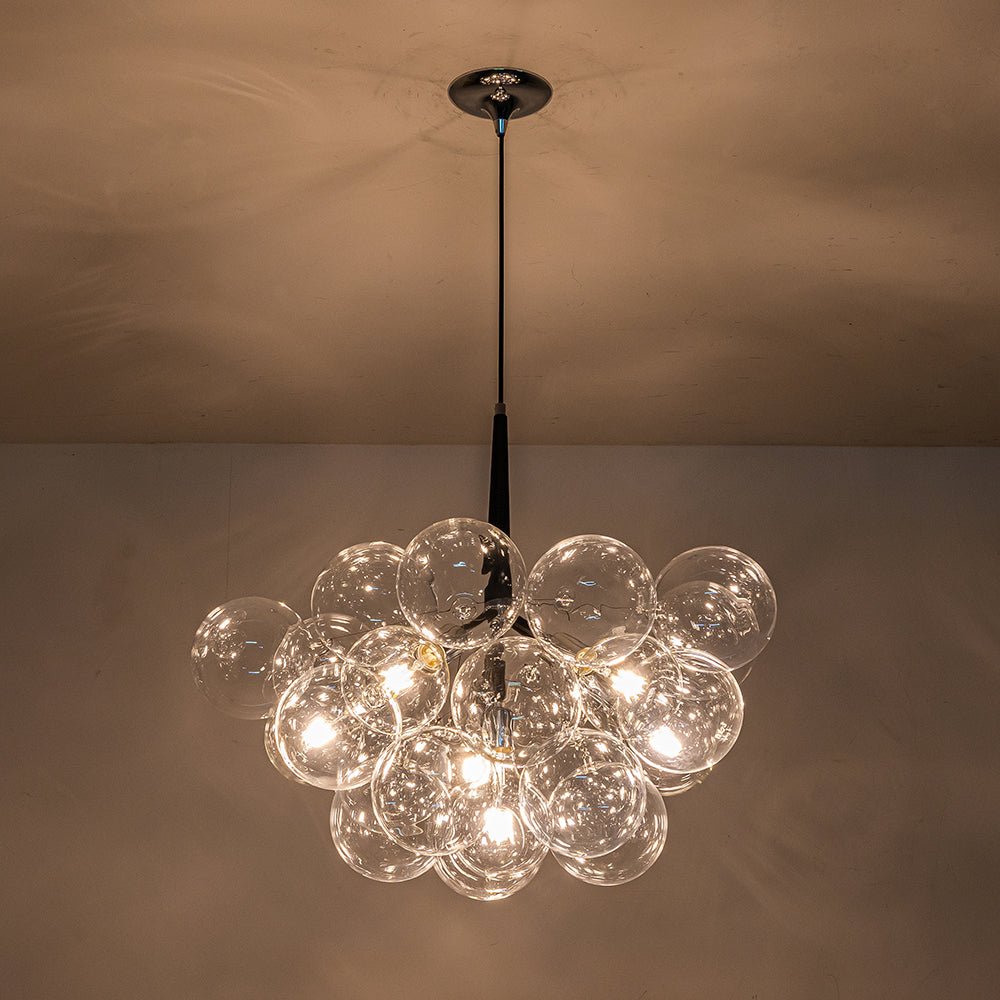 Modern Cluster Bubble Clear Glass Chandelier - LightfixturesUAE