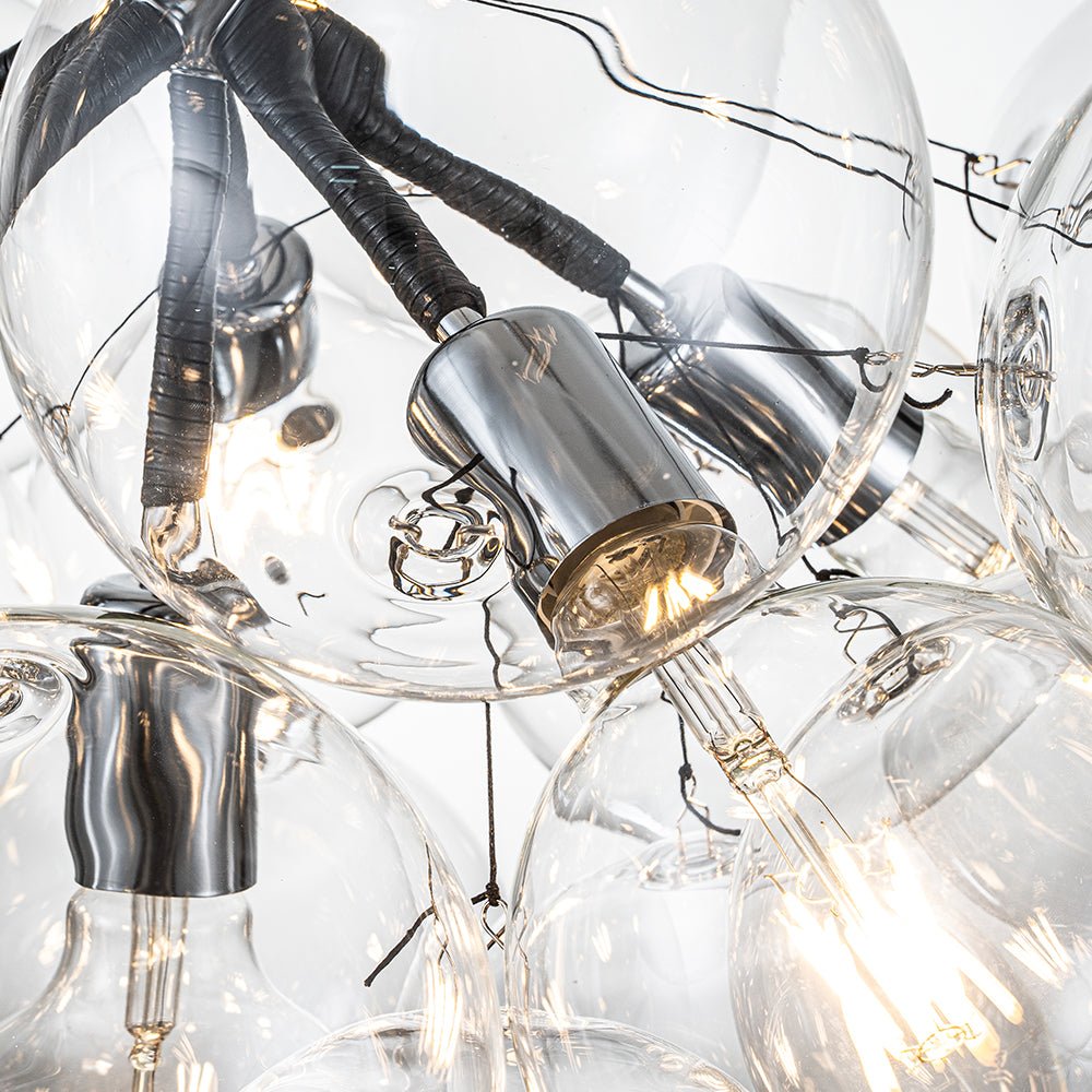 Modern Cluster Bubble Clear Glass Chandelier - LightfixturesUAE