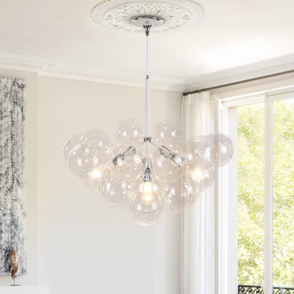 Modern Cluster Bubble Clear Glass Chandelier - LightfixturesUAE