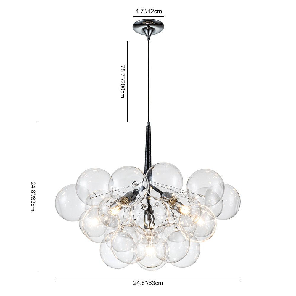 Modern Cluster Bubble Clear Glass Chandelier - LightfixturesUAE