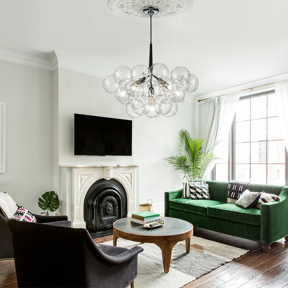 Modern Cluster Bubble Clear Glass Chandelier - LightfixturesUAE