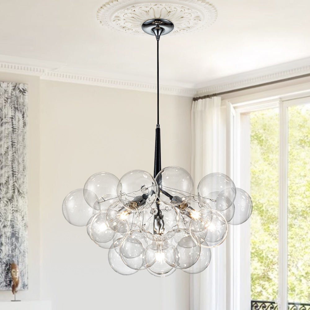 Modern Cluster Bubble Clear Glass Chandelier - LightfixturesUAE