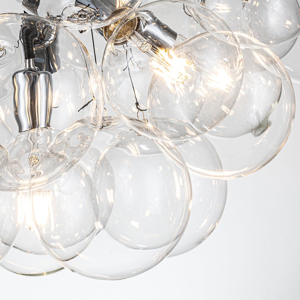 Modern Cluster Bubble Clear Glass Chandelier - LightfixturesUAE