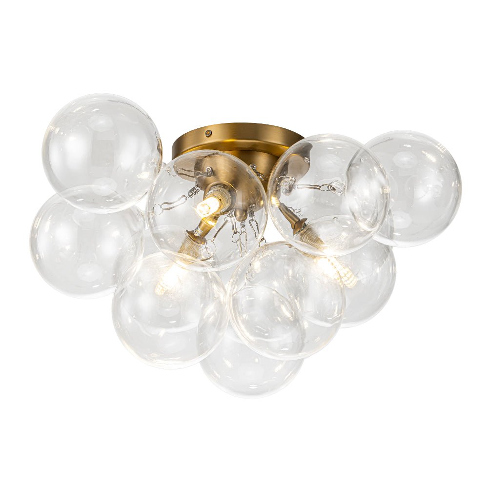 Modern Cluster Glass Bubble Semi Flush Mount Ceiling Chandelier - LightfixturesUAE